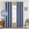 MIULEE 90 Inches Linen Textured Curtains for Bedroom 100% Blackout Thermal Insulated Natural Beige Grommet Room Darkening Curtains & Drapes Luxury Decor for Living Room Nursery 52 x 90 Inch (2 Panels)(Stone Blue)
