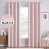 MIULEE 90 Inches Linen Textured Curtains for Bedroom 100% Blackout Thermal Insulated Natural Beige Grommet Room Darkening Curtains & Drapes Luxury Decor for Living Room Nursery 52 x 90 Inch (2 Panels)(Pink)