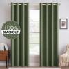 MIULEE 90 Inches Linen Textured Curtains for Bedroom 100% Blackout Thermal Insulated Natural Beige Grommet Room Darkening Curtains & Drapes Luxury Decor for Living Room Nursery 52 x 90 Inch (2 Panels)(Olive Green)