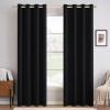 MIULEE 90 Inches Linen Textured Curtains for Bedroom 100% Blackout Thermal Insulated Natural Beige Grommet Room Darkening Curtains & Drapes Luxury Decor for Living Room Nursery 52 x 90 Inch (2 Panels)(Black)