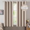 MIULEE 90 Inches Linen Textured Curtains for Bedroom 100% Blackout Thermal Insulated Natural Beige Grommet Room Darkening Curtains & Drapes Luxury Decor for Living Room Nursery 52 x 90 Inch (2 Panels)(Beige)