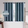 MIULEE 90 Inches Linen Textured Curtains for Bedroom 100% Blackout Thermal Insulated Natural Beige Grommet Room Darkening Curtains & Drapes Luxury Decor for Living Room Nursery 52 x 90 Inch (2 Panels)(Dusty Blue)