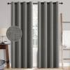 MIULEE 90 Inches Linen Textured Curtains for Bedroom 100% Blackout Thermal Insulated Natural Beige Grommet Room Darkening Curtains & Drapes Luxury Decor for Living Room Nursery 52 x 90 Inch (2 Panels)(Dark Grey)