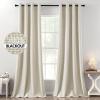 MIULEE 90 Inches Linen Textured Curtains for Bedroom 100% Blackout Thermal Insulated Natural Beige Grommet Room Darkening Curtains & Drapes Luxury Decor for Living Room Nursery 52 x 90 Inch (2 Panels)(Cream)