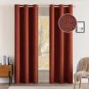 MIULEE 90 Inches Linen Textured Curtains for Bedroom 100% Blackout Thermal Insulated Natural Beige Grommet Room Darkening Curtains & Drapes Luxury Decor for Living Room Nursery 52 x 90 Inch (2 Panels)(Burnt Orange)