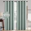 MIULEE 90 Inches Linen Textured Curtains for Bedroom 100% Blackout Thermal Insulated Natural Beige Grommet Room Darkening Curtains & Drapes Luxury Decor for Living Room Nursery 52 x 90 Inch (2 Panels)(Seafoam Green)