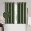 MIULEE 90 Inches Linen Textured Curtains for Bedroom 100% Blackout Thermal Insulated Natural Beige Grommet Room Darkening Curtains & Drapes Luxury Decor for Living Room Nursery 52 x 90 Inch (2 Panels)(Olive Green)