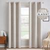 MIULEE 90 Inches Linen Textured Curtains for Bedroom 100% Blackout Thermal Insulated Natural Beige Grommet Room Darkening Curtains & Drapes Luxury Decor for Living Room Nursery 52 x 90 Inch (2 Panels)(Ivory)