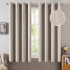 MIULEE 90 Inches Linen Textured Curtains for Bedroom 100% Blackout Thermal Insulated Natural Beige Grommet Room Darkening Curtains & Drapes Luxury Decor for Living Room Nursery 52 x 90 Inch (2 Panels)(Khaki)