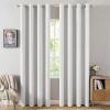MIULEE 90 Inches Linen Textured Curtains for Bedroom 100% Blackout Thermal Insulated Natural Beige Grommet Room Darkening Curtains & Drapes Luxury Decor for Living Room Nursery 52 x 90 Inch (2 Panels)(Heathered White)