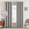 MIULEE 90 Inches Linen Textured Curtains for Bedroom 100% Blackout Thermal Insulated Natural Beige Grommet Room Darkening Curtains & Drapes Luxury Decor for Living Room Nursery 52 x 90 Inch (2 Panels)(Light Gray)