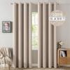 MIULEE 90 Inches Linen Textured Curtains for Bedroom 100% Blackout Thermal Insulated Natural Beige Grommet Room Darkening Curtains & Drapes Luxury Decor for Living Room Nursery 52 x 90 Inch (2 Panels)(Beige)