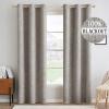 MIULEE 90 Inches Linen Textured Curtains for Bedroom 100% Blackout Thermal Insulated Natural Beige Grommet Room Darkening Curtains & Drapes Luxury Decor for Living Room Nursery 52 x 90 Inch (2 Panels)(Warm Taupe)