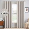 MIULEE 90 Inches Linen Textured Curtains for Bedroom 100% Blackout Thermal Insulated Natural Beige Grommet Room Darkening Curtains & Drapes Luxury Decor for Living Room Nursery 52 x 90 Inch (2 Panels)(Ivory)