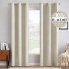 MIULEE 90 Inches Linen Textured Curtains for Bedroom 100% Blackout Thermal Insulated Natural Beige Grommet Room Darkening Curtains & Drapes Luxury Decor for Living Room Nursery 52 x 90 Inch (2 Panels)(Cream)