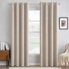 MIULEE 90 Inches Linen Textured Curtains for Bedroom 100% Blackout Thermal Insulated Natural Beige Grommet Room Darkening Curtains & Drapes Luxury Decor for Living Room Nursery 52 x 90 Inch (2 Panels)(Natural)