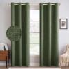 MIULEE 90 Inches Linen Textured Curtains for Bedroom 100% Blackout Thermal Insulated Natural Beige Grommet Room Darkening Curtains & Drapes Luxury Decor for Living Room Nursery 52 x 90 Inch (2 Panels)(Olive Green)