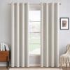 MIULEE 90 Inches Linen Textured Curtains for Bedroom 100% Blackout Thermal Insulated Natural Beige Grommet Room Darkening Curtains & Drapes Luxury Decor for Living Room Nursery 52 x 90 Inch (2 Panels)(Cream White)