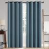 MIULEE 90 Inches Linen Textured Curtains for Bedroom 100% Blackout Thermal Insulated Natural Beige Grommet Room Darkening Curtains & Drapes Luxury Decor for Living Room Nursery 52 x 90 Inch (2 Panels)(Dusty Blue)
