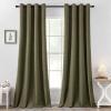 MIULEE 90 Inches Linen Textured Curtains for Bedroom 100% Blackout Thermal Insulated Natural Beige Grommet Room Darkening Curtains & Drapes Luxury Decor for Living Room Nursery 52 x 90 Inch (2 Panels)(Light Olive Green)
