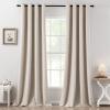 MIULEE 90 Inches Linen Textured Curtains for Bedroom 100% Blackout Thermal Insulated Natural Beige Grommet Room Darkening Curtains & Drapes Luxury Decor for Living Room Nursery 52 x 90 Inch (2 Panels)(Natural)
