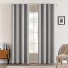 MIULEE 90 Inches Linen Textured Curtains for Bedroom 100% Blackout Thermal Insulated Natural Beige Grommet Room Darkening Curtains & Drapes Luxury Decor for Living Room Nursery 52 x 90 Inch (2 Panels)(Light Gray)