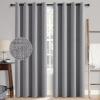 MIULEE 90 Inches Linen Textured Curtains for Bedroom 100% Blackout Thermal Insulated Natural Beige Grommet Room Darkening Curtains & Drapes Luxury Decor for Living Room Nursery 52 x 90 Inch (2 Panels)(Grey)