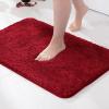 MIULEE Burnt Orange Extra Thick Non Slip Bathroom Rug Fall Shaggy Soft Bath Mat Plush Microfiber Absorbent Water for Shower Tub Machine Washable (16×24 Inches)(Red)
