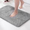 MIULEE Burnt Orange Extra Thick Non Slip Bathroom Rug Fall Shaggy Soft Bath Mat Plush Microfiber Absorbent Water for Shower Tub Machine Washable (16×24 Inches)(Grey)