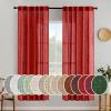 MIULEE Chocolate Brown Linen Curtains 90 Inch Long for Bedroom Living Room, Soft Thick Linen Textured Window Drapes Semi Sheer Light Filtering Back Tab Rod Pocket Burlap Look Decor, 2 Panels(Red)