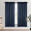MIULEE Chocolate Brown Linen Curtains 90 Inch Long for Bedroom Living Room, Soft Thick Linen Textured Window Drapes Semi Sheer Light Filtering Back Tab Rod Pocket Burlap Look Decor, 2 Panels(Navy Blue)