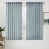 MIULEE Chocolate Brown Linen Curtains 90 Inch Long for Bedroom Living Room, Soft Thick Linen Textured Window Drapes Semi Sheer Light Filtering Back Tab Rod Pocket Burlap Look Decor, 2 Panels(Stone Blue)
