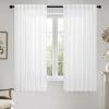 MIULEE Chocolate Brown Linen Curtains 90 Inch Long for Bedroom Living Room, Soft Thick Linen Textured Window Drapes Semi Sheer Light Filtering Back Tab Rod Pocket Burlap Look Decor, 2 Panels(White)