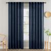 MIULEE Chocolate Brown Linen Curtains 90 Inch Long for Bedroom Living Room, Soft Thick Linen Textured Window Drapes Semi Sheer Light Filtering Back Tab Rod Pocket Burlap Look Decor, 2 Panels(Navy Blue)