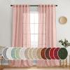 MIULEE Chocolate Brown Linen Curtains 90 Inch Long for Bedroom Living Room, Soft Thick Linen Textured Window Drapes Semi Sheer Light Filtering Back Tab Rod Pocket Burlap Look Decor, 2 Panels(Blush Pink)