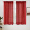 MIULEE Chocolate Brown Linen Curtains 90 Inch Long for Bedroom Living Room, Soft Thick Linen Textured Window Drapes Semi Sheer Light Filtering Back Tab Rod Pocket Burlap Look Decor, 2 Panels(Red)