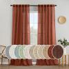 MIULEE Chocolate Brown Linen Curtains 90 Inch Long for Bedroom Living Room, Soft Thick Linen Textured Window Drapes Semi Sheer Light Filtering Back Tab Rod Pocket Burlap Look Decor, 2 Panels(Burnt Orange)