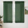 MIULEE Chocolate Brown Linen Curtains 90 Inch Long for Bedroom Living Room, Soft Thick Linen Textured Window Drapes Semi Sheer Light Filtering Back Tab Rod Pocket Burlap Look Decor, 2 Panels(Emerald Green)