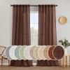 MIULEE Chocolate Brown Linen Curtains 90 Inch Long for Bedroom Living Room, Soft Thick Linen Textured Window Drapes Semi Sheer Light Filtering Back Tab Rod Pocket Burlap Look Decor, 2 Panels(Warm Brown)
