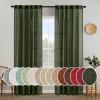 MIULEE Chocolate Brown Linen Curtains 90 Inch Long for Bedroom Living Room, Soft Thick Linen Textured Window Drapes Semi Sheer Light Filtering Back Tab Rod Pocket Burlap Look Decor, 2 Panels(Olive Green)