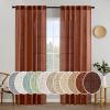 MIULEE Chocolate Brown Linen Curtains 90 Inch Long for Bedroom Living Room, Soft Thick Linen Textured Window Drapes Semi Sheer Light Filtering Back Tab Rod Pocket Burlap Look Decor, 2 Panels(Burnt Orange)