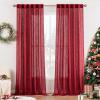 MIULEE Chocolate Brown Linen Curtains 90 Inch Long for Bedroom Living Room, Soft Thick Linen Textured Window Drapes Semi Sheer Light Filtering Back Tab Rod Pocket Burlap Look Decor, 2 Panels(Burgundy Red)