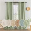 MIULEE Chocolate Brown Linen Curtains 90 Inch Long for Bedroom Living Room, Soft Thick Linen Textured Window Drapes Semi Sheer Light Filtering Back Tab Rod Pocket Burlap Look Decor, 2 Panels(Sage Green)