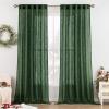 MIULEE Chocolate Brown Linen Curtains 90 Inch Long for Bedroom Living Room, Soft Thick Linen Textured Window Drapes Semi Sheer Light Filtering Back Tab Rod Pocket Burlap Look Decor, 2 Panels(Emerald Green)