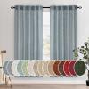 MIULEE Chocolate Brown Linen Curtains 90 Inch Long for Bedroom Living Room, Soft Thick Linen Textured Window Drapes Semi Sheer Light Filtering Back Tab Rod Pocket Burlap Look Decor, 2 Panels(Stone Blue)