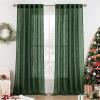 MIULEE Chocolate Brown Linen Curtains 90 Inch Long for Bedroom Living Room, Soft Thick Linen Textured Window Drapes Semi Sheer Light Filtering Back Tab Rod Pocket Burlap Look Decor, 2 Panels(Emerald Green)