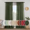 MIULEE Chocolate Brown Linen Curtains 90 Inch Long for Bedroom Living Room, Soft Thick Linen Textured Window Drapes Semi Sheer Light Filtering Back Tab Rod Pocket Burlap Look Decor, 2 Panels(Olive Green)