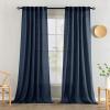 MIULEE Chocolate Brown Linen Curtains 90 Inch Long for Bedroom Living Room, Soft Thick Linen Textured Window Drapes Semi Sheer Light Filtering Back Tab Rod Pocket Burlap Look Decor, 2 Panels(Navy Blue)