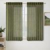 MIULEE Chocolate Brown Linen Curtains 90 Inch Long for Bedroom Living Room, Soft Thick Linen Textured Window Drapes Semi Sheer Light Filtering Back Tab Rod Pocket Burlap Look Decor, 2 Panels(Light Olive Green)