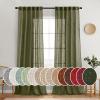 MIULEE Chocolate Brown Linen Curtains 90 Inch Long for Bedroom Living Room, Soft Thick Linen Textured Window Drapes Semi Sheer Light Filtering Back Tab Rod Pocket Burlap Look Decor, 2 Panels(Light Olive Green)
